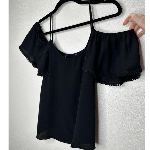 Rebecca Minkoff Aida Black Cold Shoulder Spaghetti Strap Blouse Top Small - Picture 7 of 14